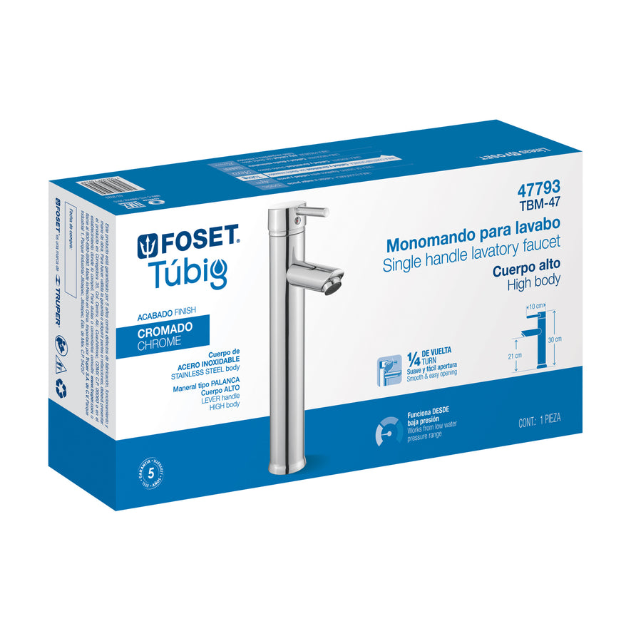 Monomando alto cromo para lavabo, Foset Tubig, 47793