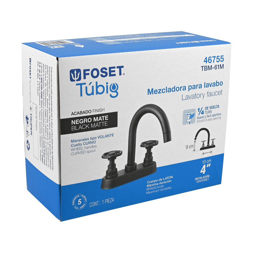 Mezcladora p/lavabo,bar,manerales redondos,negro mate,Tubig Caja con 2, 46755