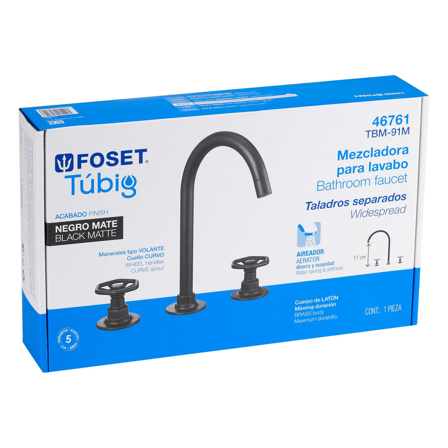 Mezcladora p/lavabo,taladros separados,redondos,negro,Tubig, 46761