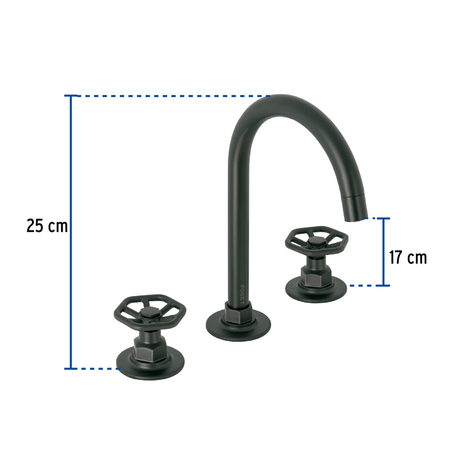 Mezcladora p/lavabo,taladros separados,redondos,negro,Tubig, 46761