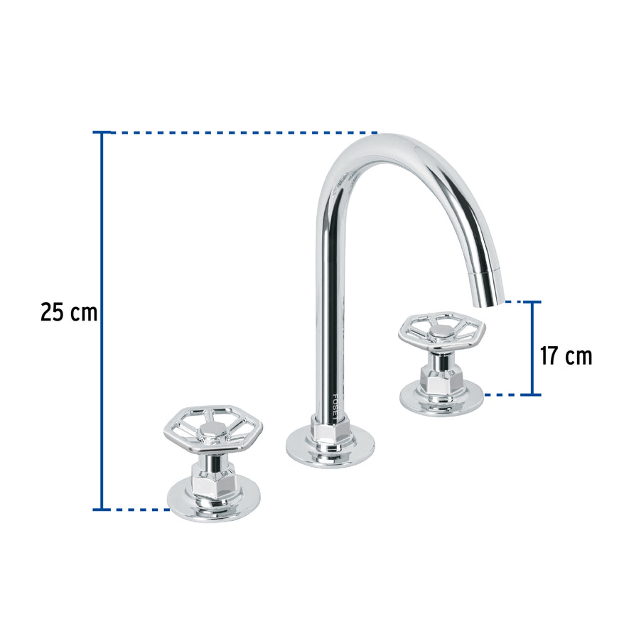 Mezcladora p/lavabo,taladros separados,redondos,cromo,Tubig, 46759