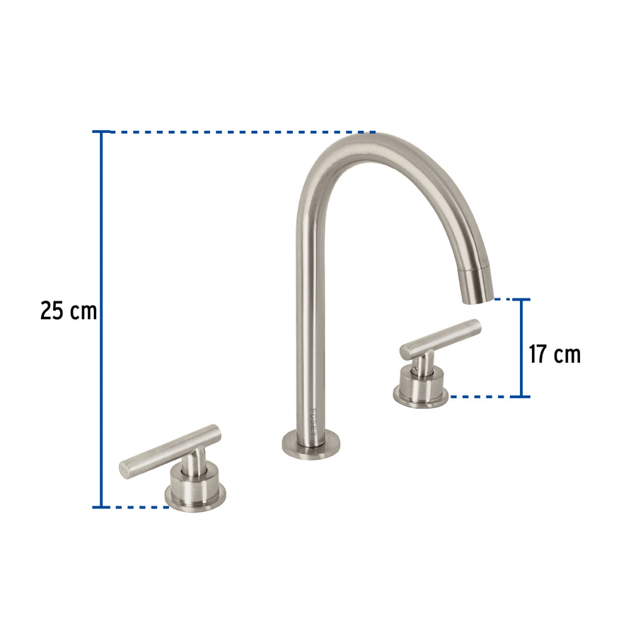 Mezcladora p/lavabo,taladros separados,palanca,satín,Tubig, 46757