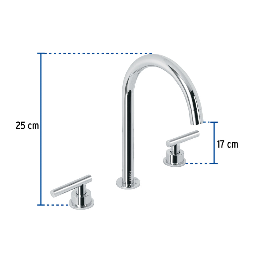 Mezcladora p/lavabo,taladros separados,palanca,cromo,Tubig, 46756