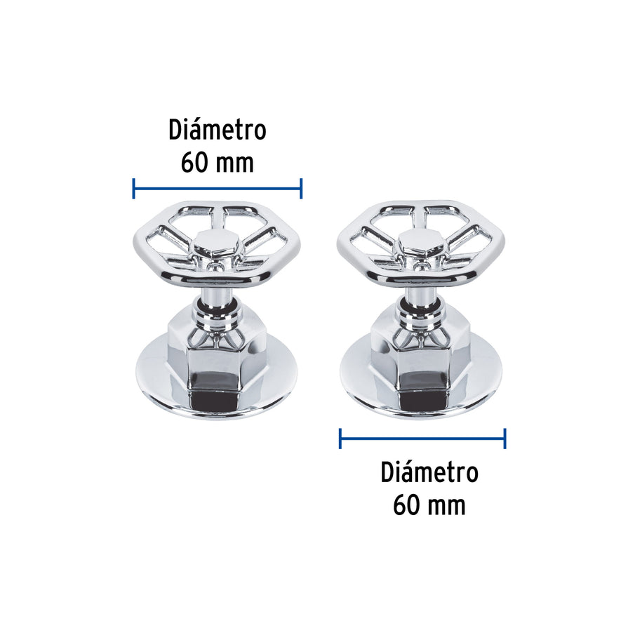 Juego de 2 manerales para regadera, volante, cromo, Tubig Caja con 4, 46878