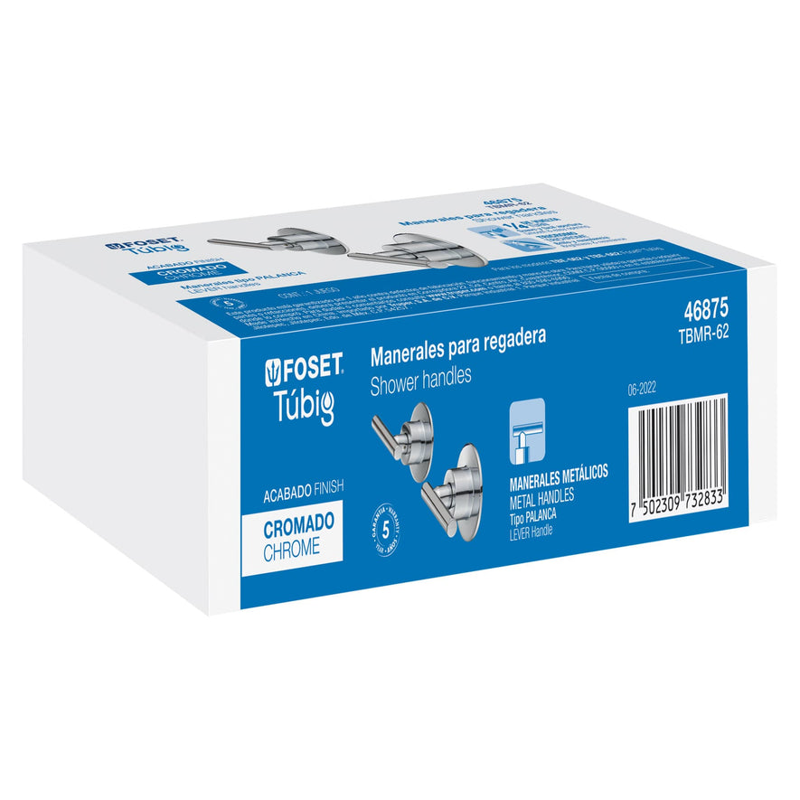 Juego de 2 manerales para regadera, palanca, cromo, Tubig Caja con 4, 46875