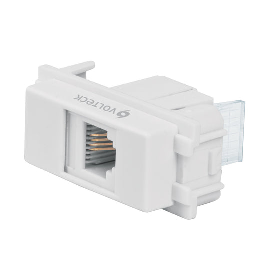 Toma de teléfono, línea Italiana, color blanco, Volteck Caja con 12, 48140