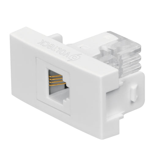 Toma de teléfono, línea Oslo, color blanco, Volteck Caja con 12, 48327
