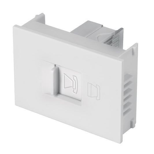 Toma de teléfono, 1.5 módulos, línea Española, color blanco Caja con 12, 47056