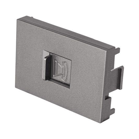 Toma de teléfono acero inox de 1.5 módulos, línea Lisboa Caja con 12, 47831