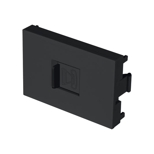 Toma de teléfono negro de 1.5 módulos, línea Lisboa, Volteck Caja con 12, 47884