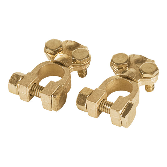 Blíster 2 terminales p/batería, latón poste superior, Pretul Caja con 6, 23042