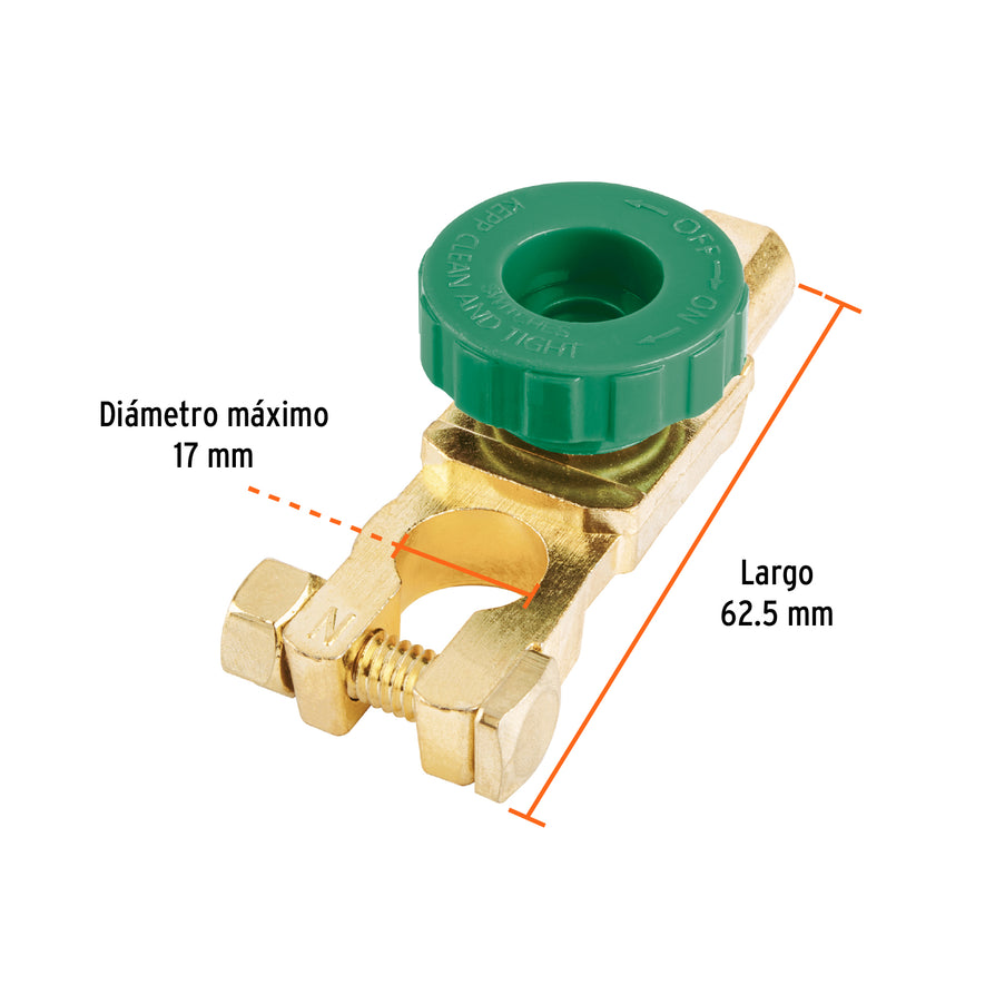 Terminal p/batería con interruptor switch, Truper Caja con 6, 102947