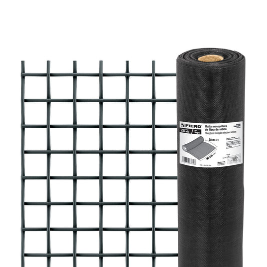 Rollo de 30 m x 0.9 m malla mosquitera fibra de vidrio negra, 44994