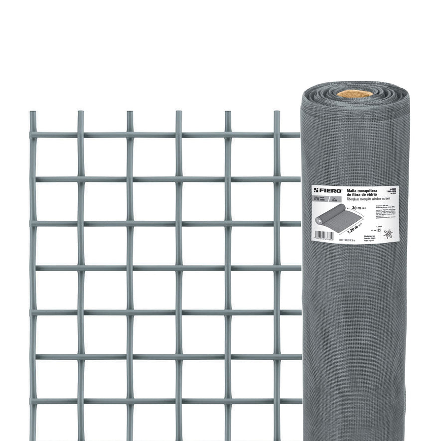 Rollo de 30 m x 1.2 m malla mosquitera fibra de vidrio gris, 44982