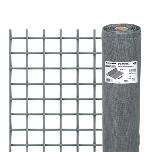 Rollo de 30 m x 1.5 m malla mosquitera fibra de vidrio gris, 44983