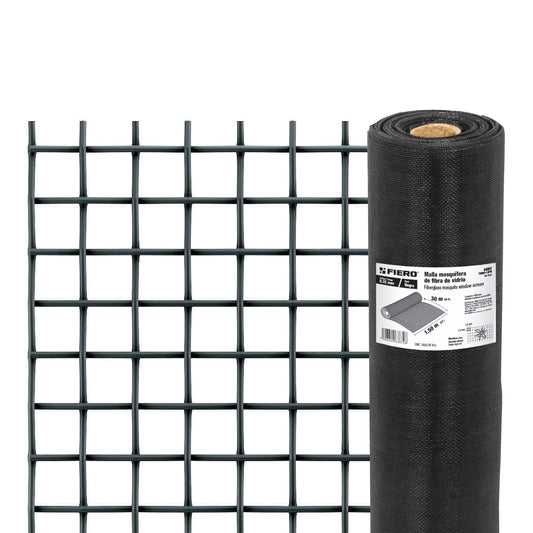 Rollo de 30 m x 1.5 m malla mosquitera fibra de vidrio negra, 44997