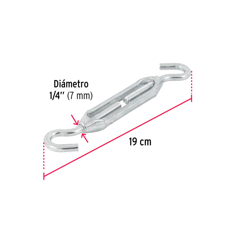 Tensor zinc 1/4' gancho-gancho, Fiero Caja con 6, 44061