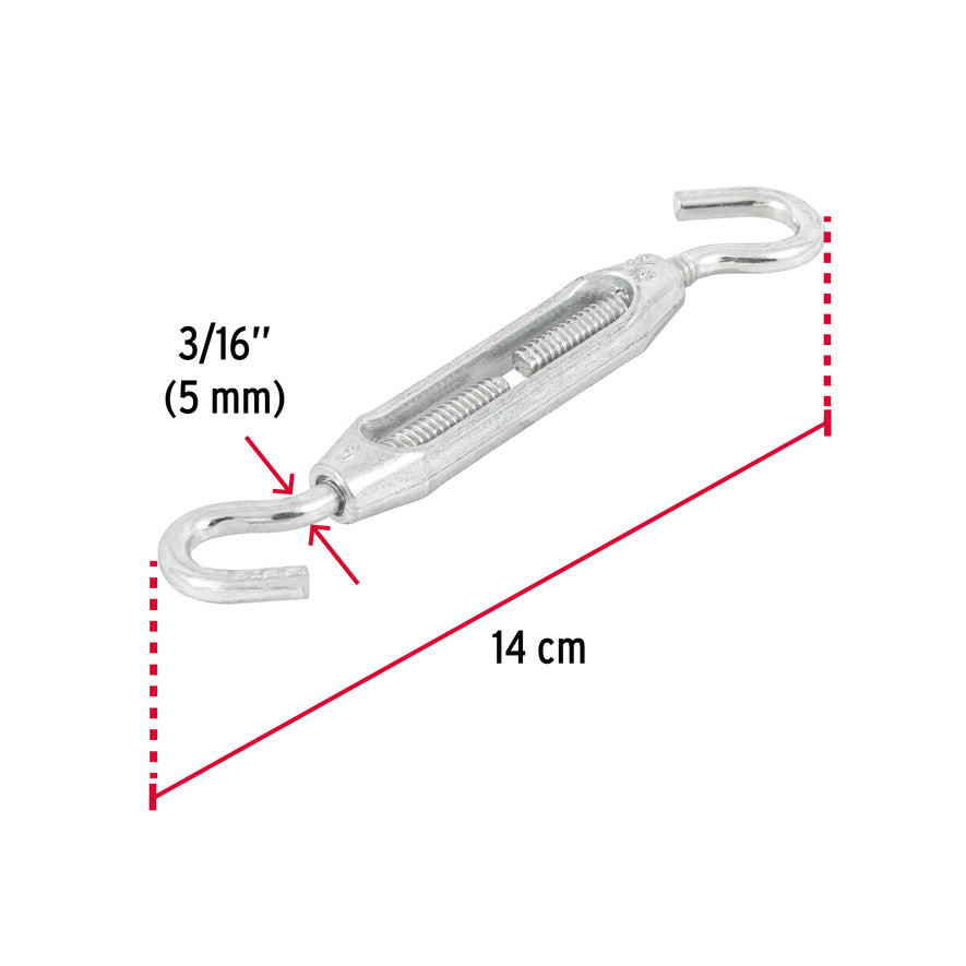 Tensor zinc 3/16' gancho-gancho, Fiero Caja con 6, 44060