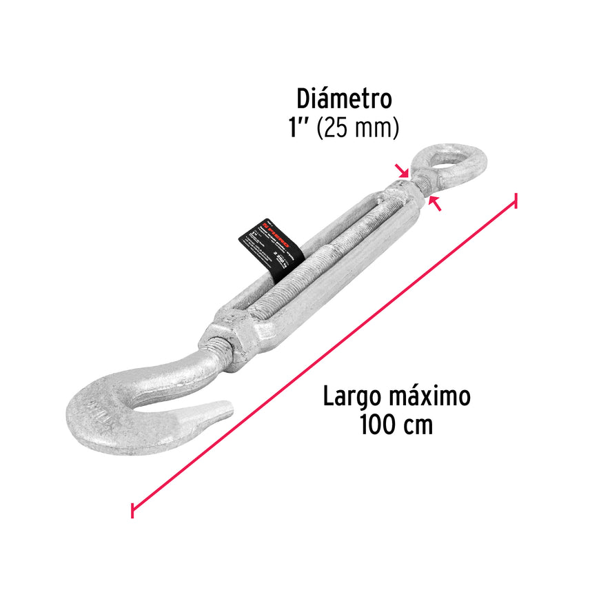 Tensor forjado 1' gancho-argolla, Fiero, 44071