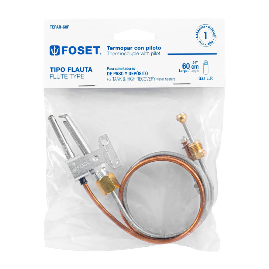 Termopar tipo flauta, 60 cm, Foset Caja con 10, 46148