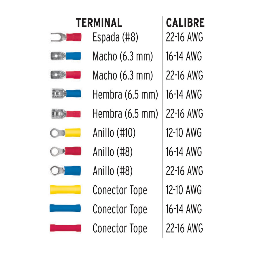 Juego de 55 terminales aisladas para cable, Volteck Caja con 4, 48142