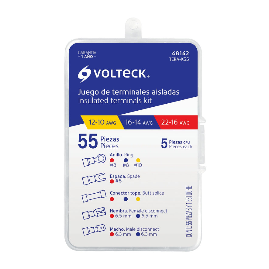 Juego de 55 terminales aisladas para cable, Volteck Caja con 4, 48142