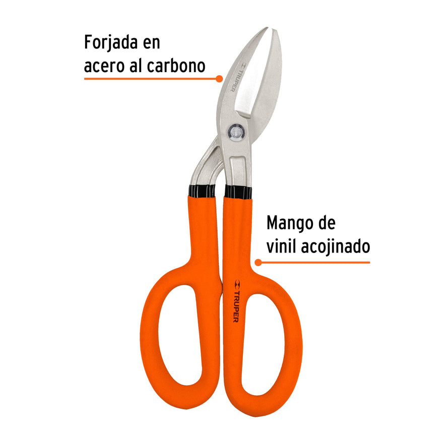 Tijera para hojalatero 10' angulada, Truper Caja con 4, 18523