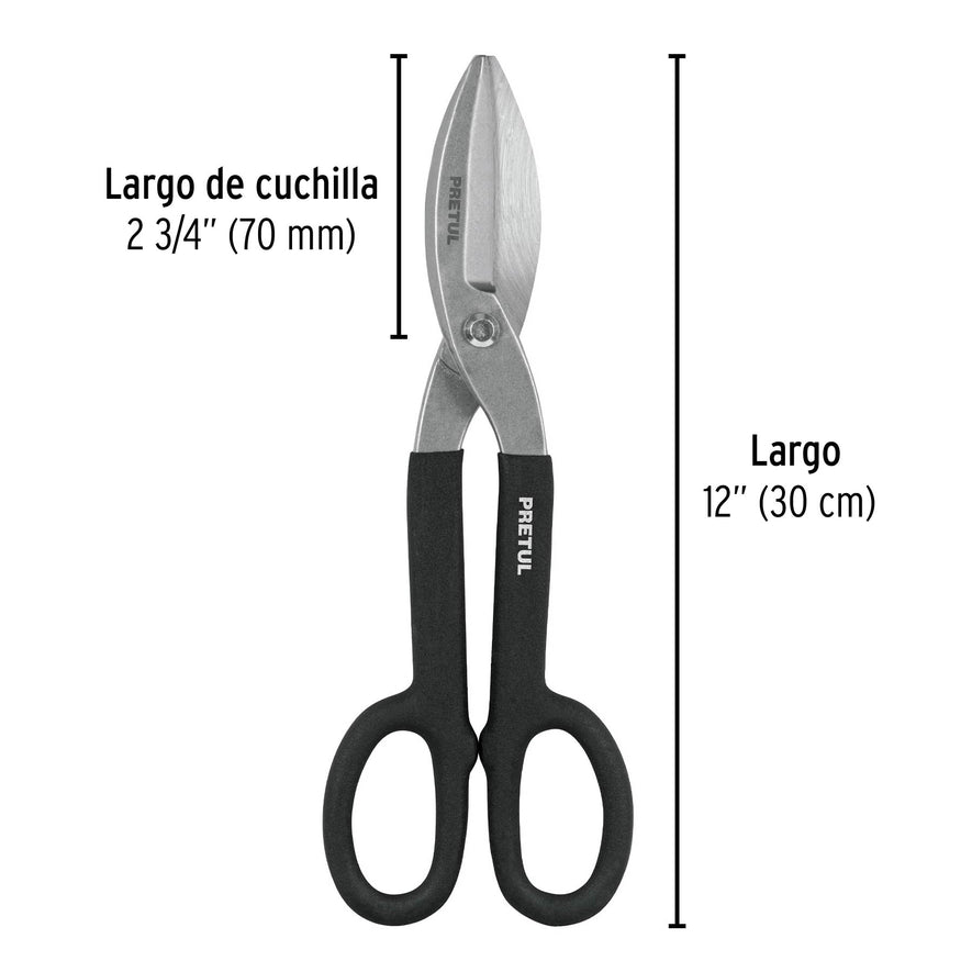 Tijera para hojalatero 12', Pretul Caja con 4, 26051