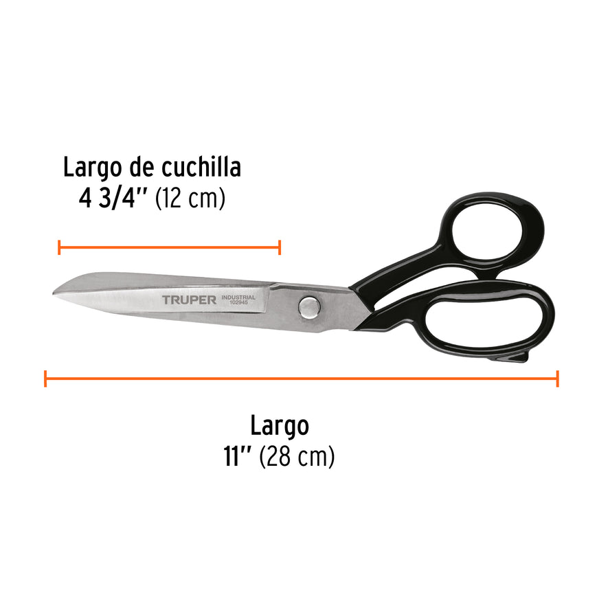 Tijera 11' industrial para sastre, TRUPER Caja con 3, 102945