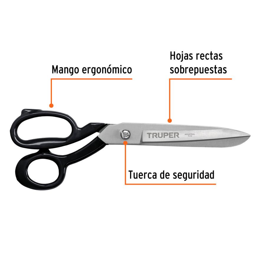 Tijera 12' industrial para sastre, TRUPER Caja con 3, 18552