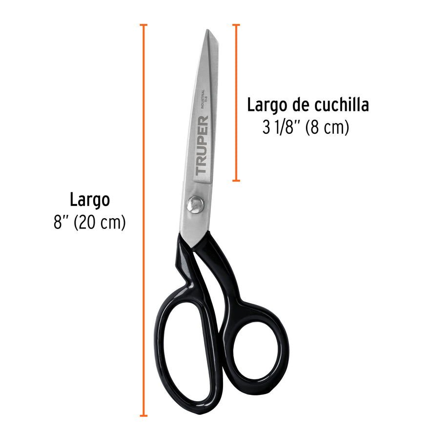 Tijera 8' industrial para sastre, TRUPER Caja con 3, 18550