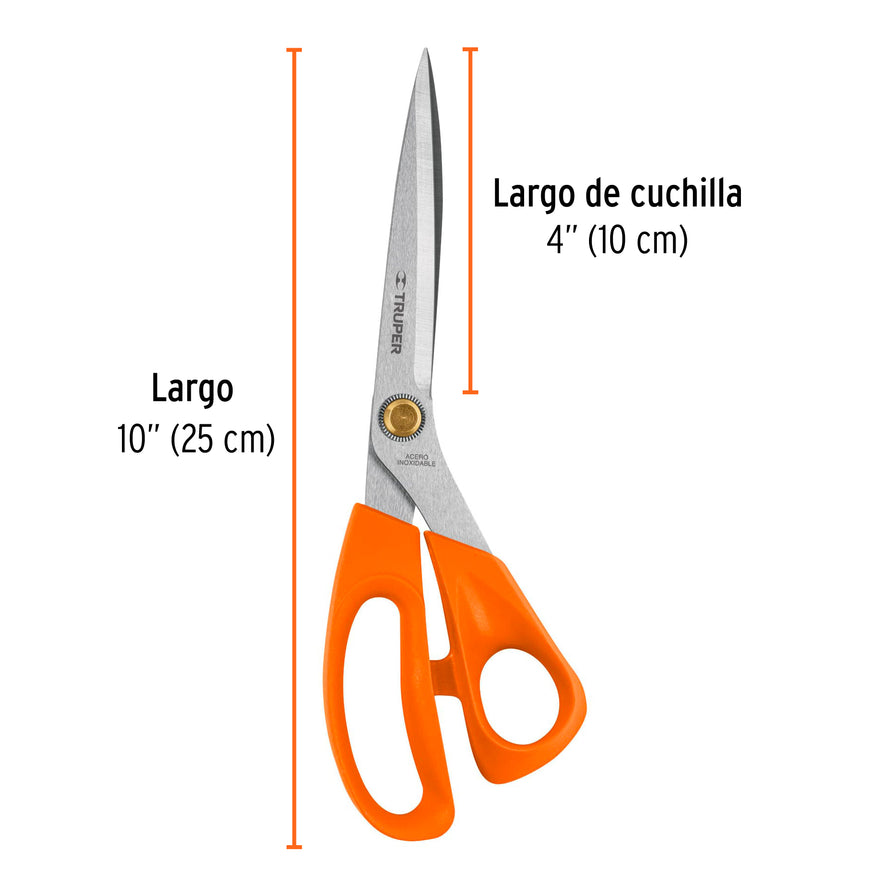 Tijera 10' de acero inoxidable para costura, TRUPER Caja con 6, 18496