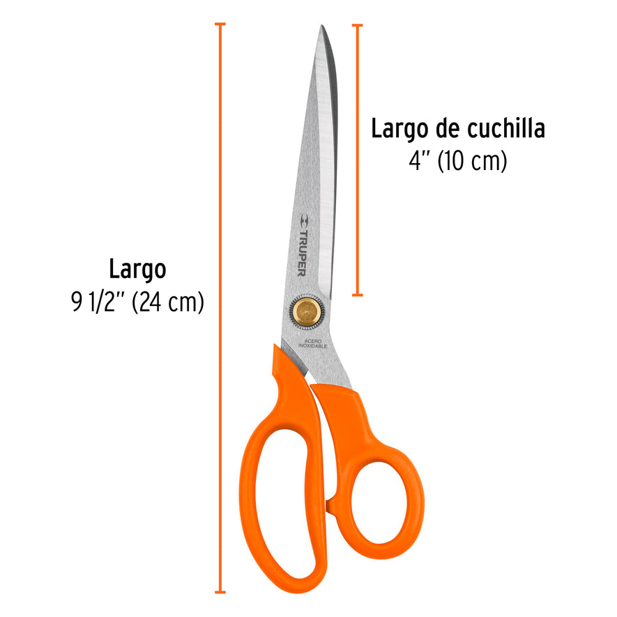 Tijera 9-1/2' de acero inoxidable para costura, TRUPER Caja con 6, 18495