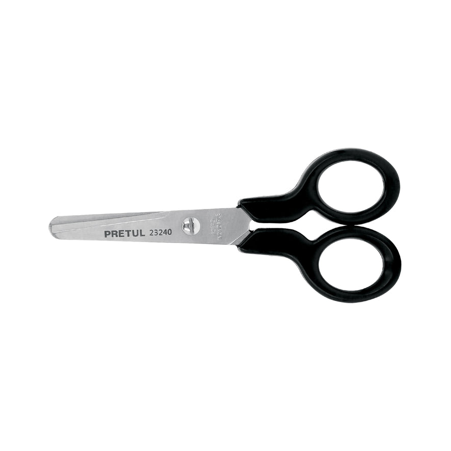 Tijera 4-1/2' de acero inoxidable punta roma escolar, PRETUL Caja con 12, 23240