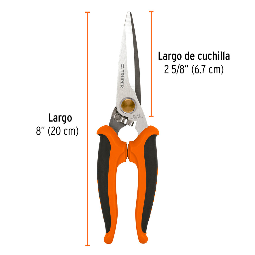 Tijera 8' multiusos de acero inox, mgo Comfort Grip, TRUPER Caja con 6, 18493