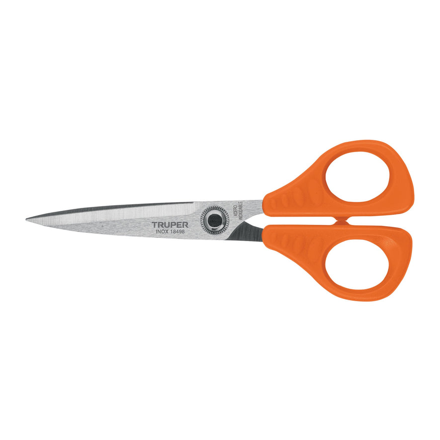 Tijera 6-1/2' de acero inoxidable para oficina, TRUPER Caja con 6, 18498