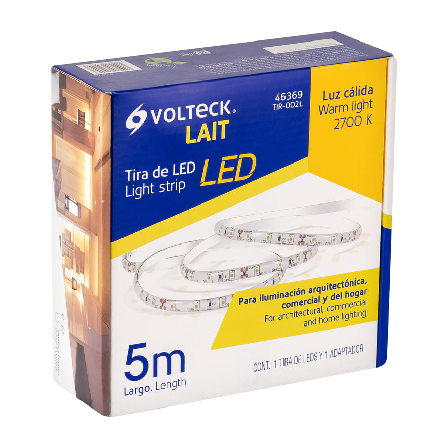 Tira de LED de 5 m 18 W para interior y exterior luz cálida, 46369