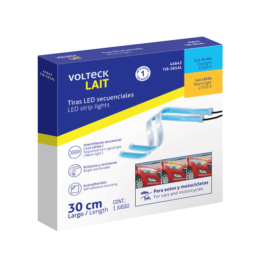 Par de Tiras LED secuenciales para auto 30cm blanco- amarill Caja con 4, 45843