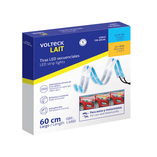 Par de Tiras LED secuenciales para auto 60cm blanco- amarill Caja con 4, 45842