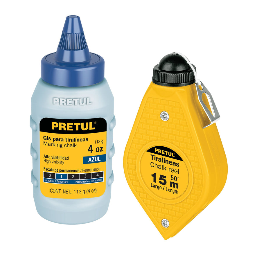 Tiralíneas plástico con gis 15 m (50 ft), Pretul Caja con 6, 28574