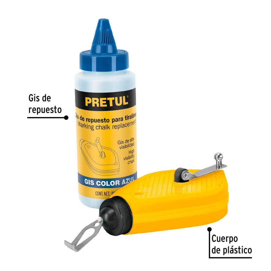 Tiralíneas plástico con gis 15 m (50 ft), Pretul Caja con 6, 28574