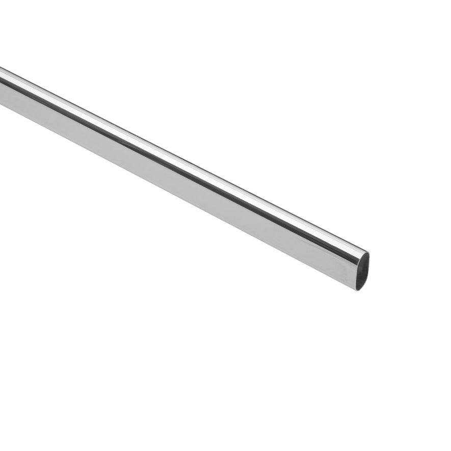 Tubo ovalado para clóset,1.8 m, acero cromado, Hermex Caja con 10, 45898