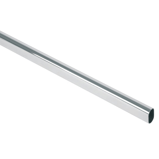 Tubo ovalado para clóset, 3.0 m, acero cromado, Hermex Caja con 10, 48977