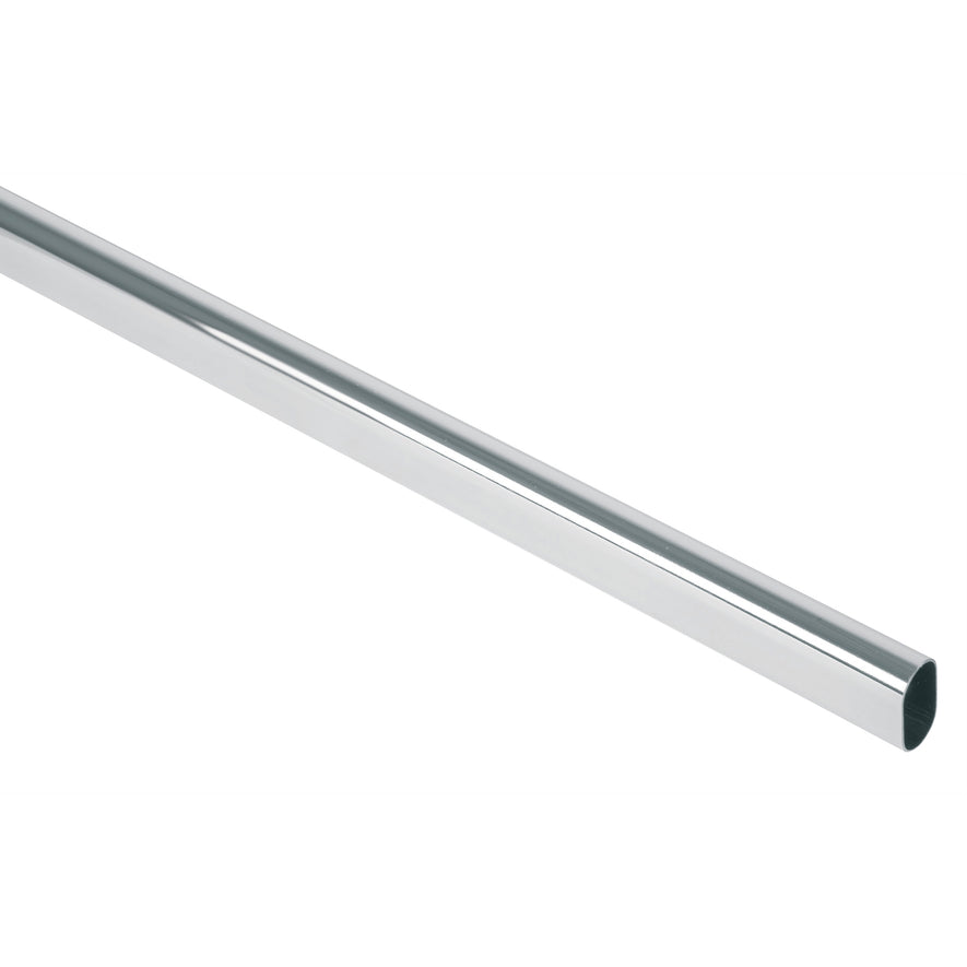 Tubo ovalado para clóset, 3.0 m, acero cromado, Hermex Caja con 10, 48977