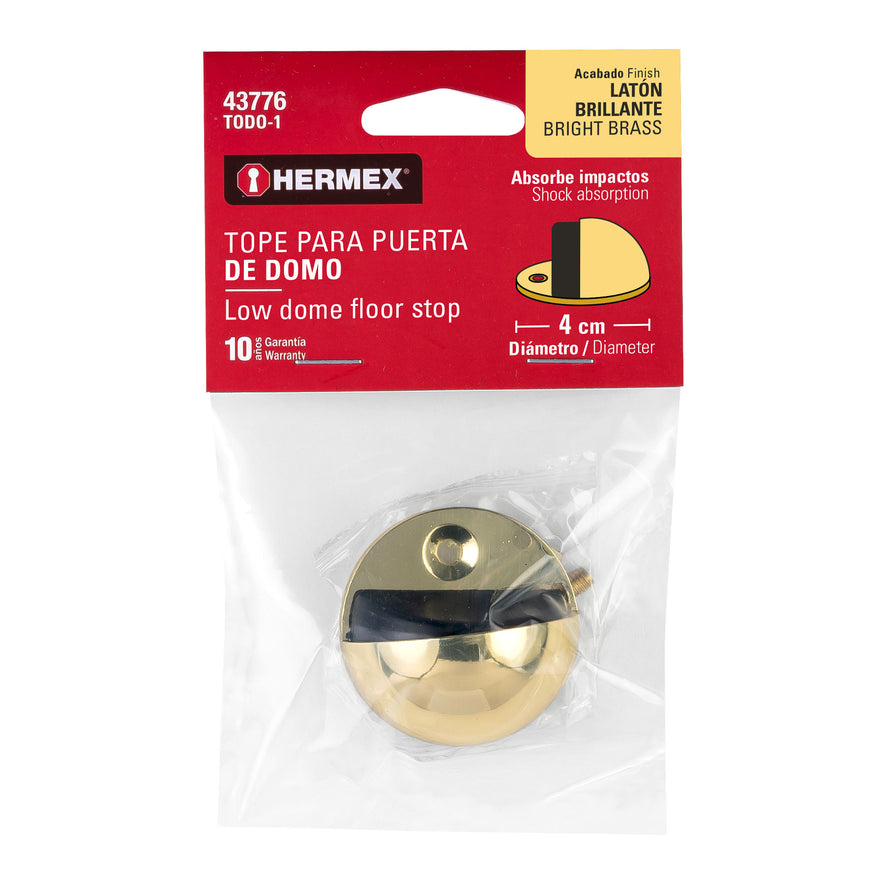 Tope tipo domo para puerta, acabado latón, Hermex Caja con 6, 43776