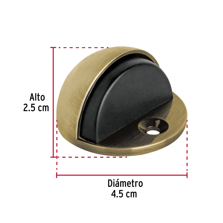 Tope tipo domo para puerta,latón antiguo, Hermex Caja con 6, 48398