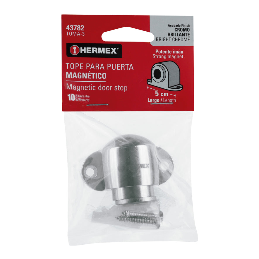 Tope para puerta magnético, acabado cromo, Hermex Caja con 6, 43782