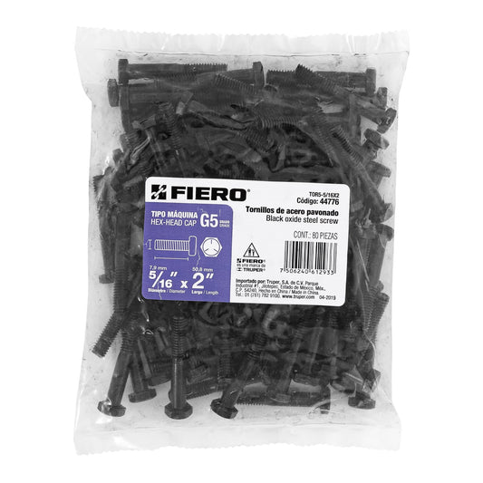 Bolsa con 80 tornillos 5/16' x 2' acero grado 5, FIERO Caja con 3, 44776