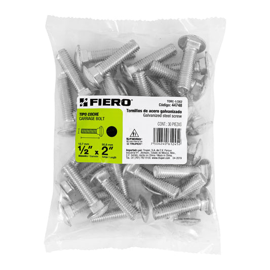 Bolsa con 30 tornillos 1/2' x 2' tipo coche, Fiero Caja con 3, 44748