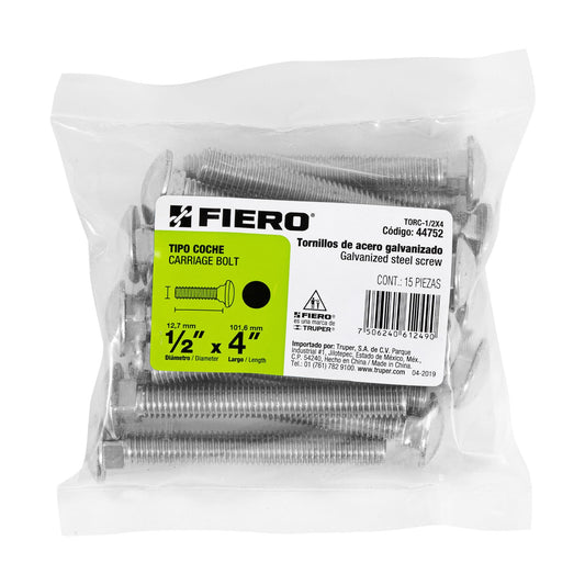 Bolsa con 15 tornillos 1/2' x 4' tipo coche, Fiero Caja con 3, 44752